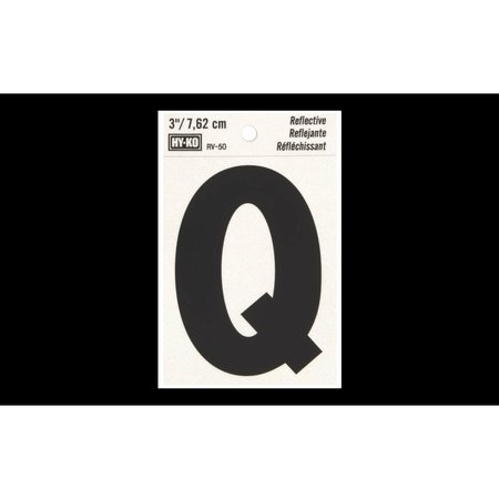 HY-KO 199745 3 in. Bend & Peel Silver Reflective Vinyl Letter House Q, Black 0199745